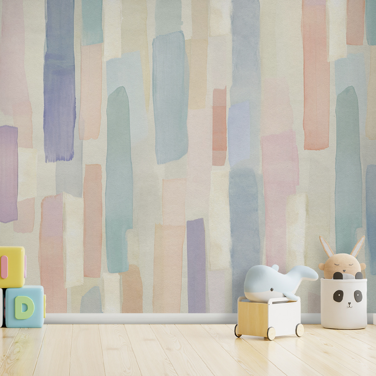 A colorful rectangular pattern on a white surface A colorful rectangular pattern on a white surface