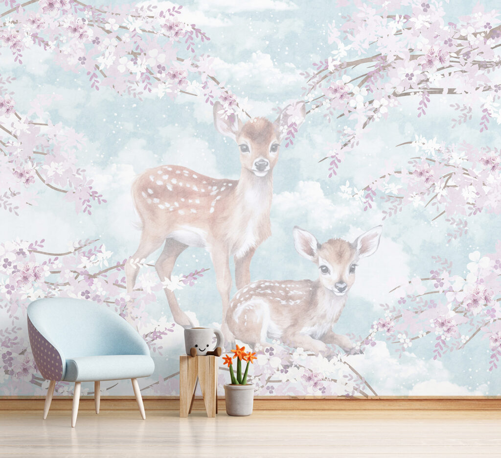 A couple of fawns in a tree A couple of fawns in a tree