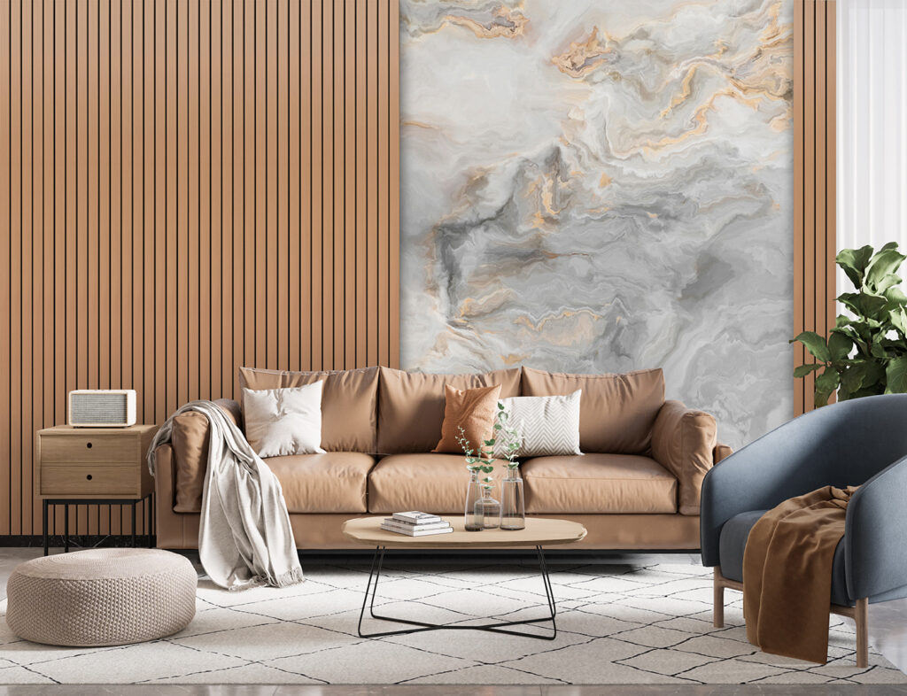 A marble and wood paneling A marble and wood paneling