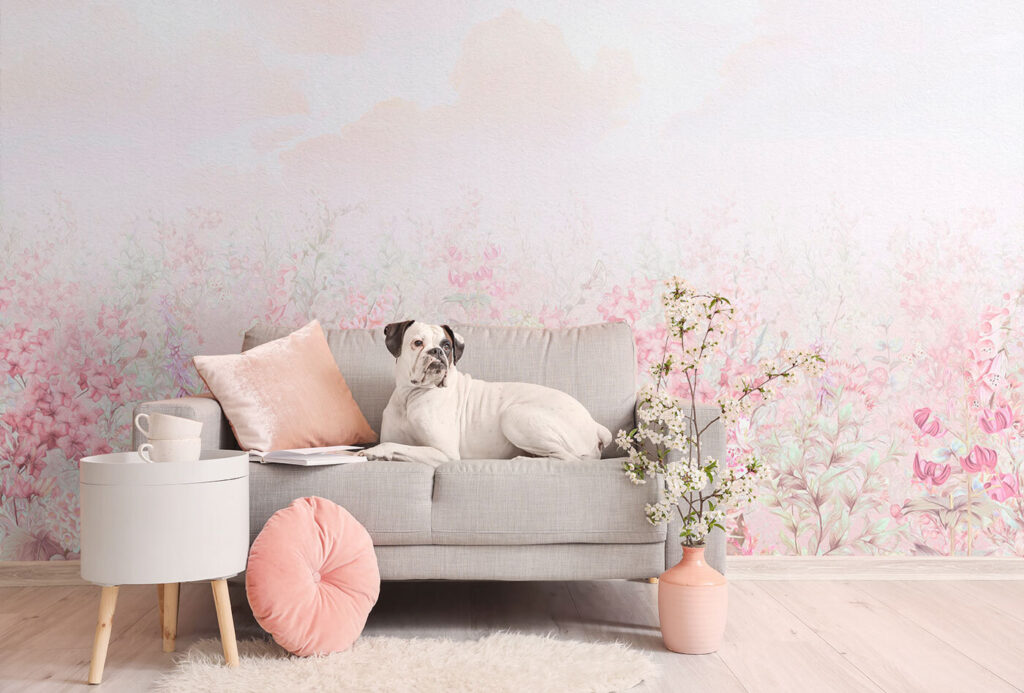 A painting of flowers and leaves A painting of flowers and leaves