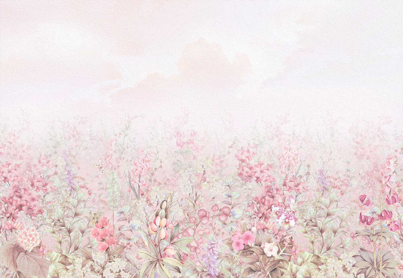 A painting of flowers and leaves A painting of flowers and leaves