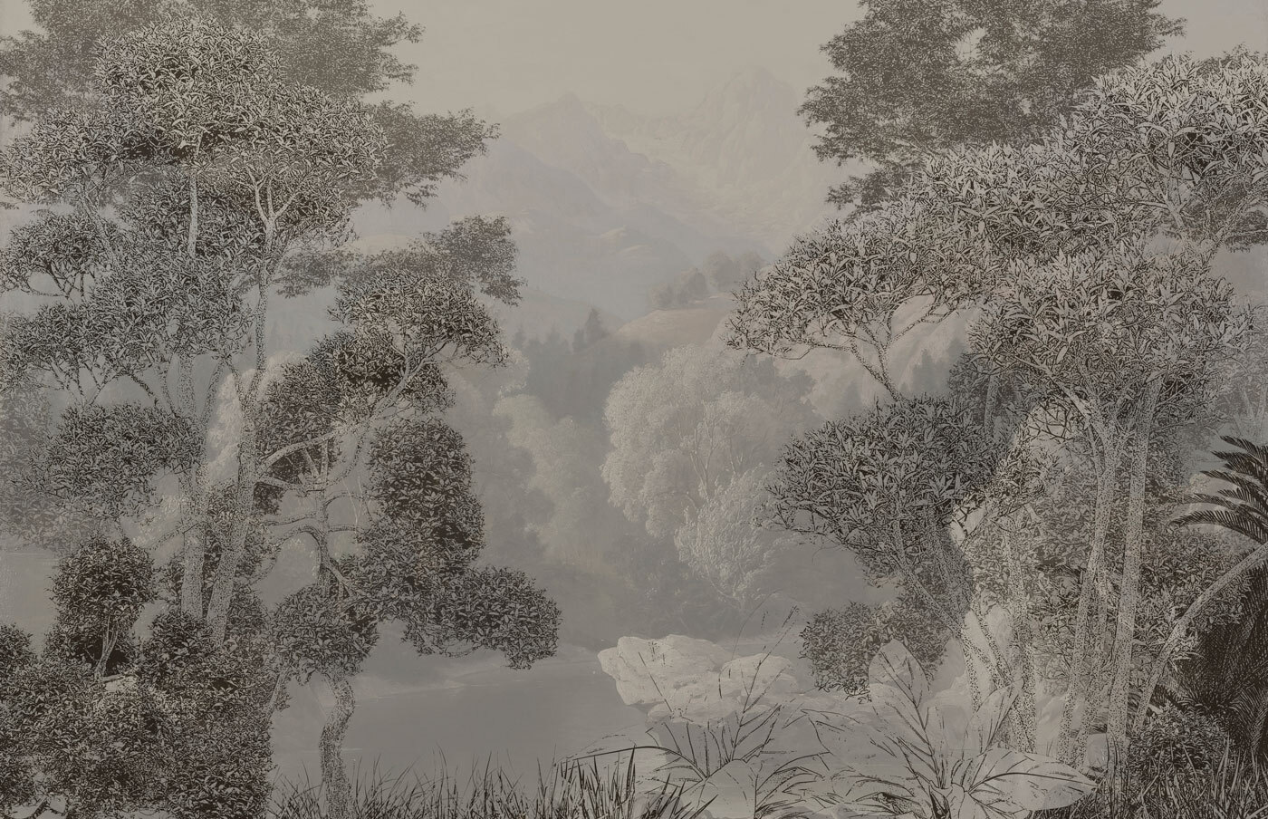 A landscape with trees and mountains