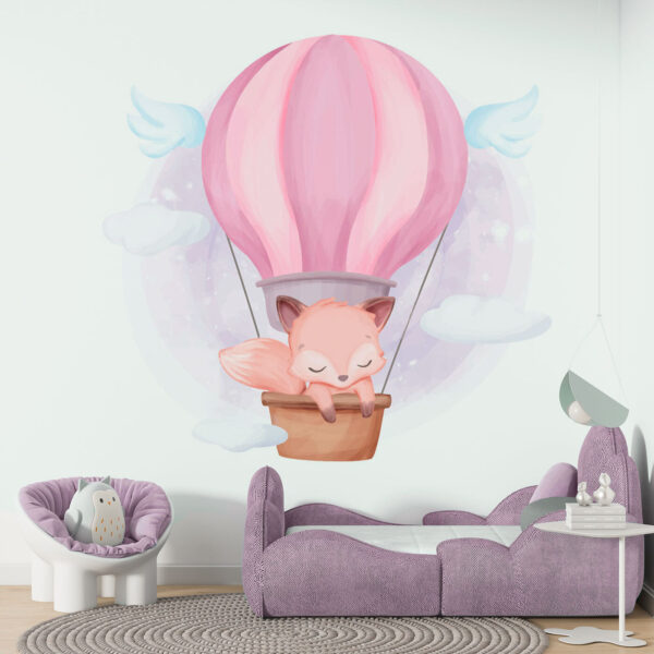 Fototapety Fototapety Kreslená líška v teplovzdušnom balóne (Katalógové číslo: u97395)