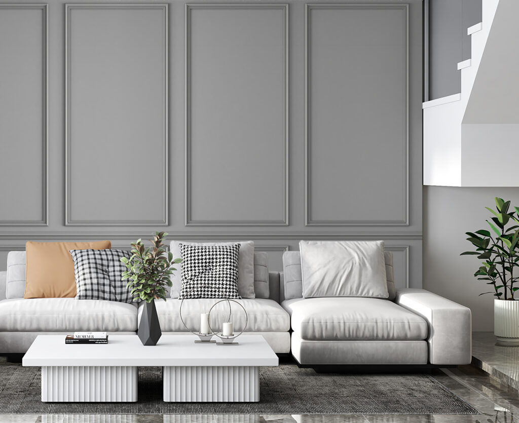 A wall with white panels A wall with white panels