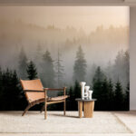 Fototapety Hmlistý les so stromami