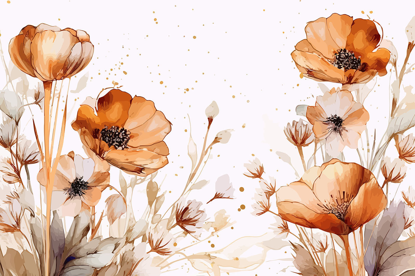 Painting of flowers and leaves Painting of flowers and leaves