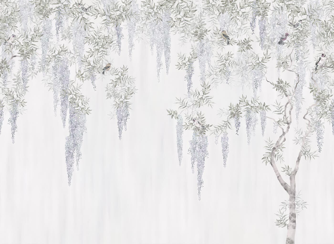 Wallpaper with flowers and birds Wallpaper with flowers and birds