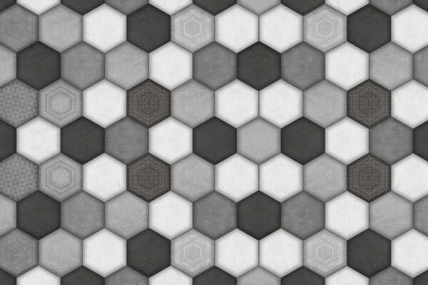 Geometrický šesťuholníkový vzor v odtieňoch sivej. Geometrický šesťuholníkový vzor v odtieňoch sivej.