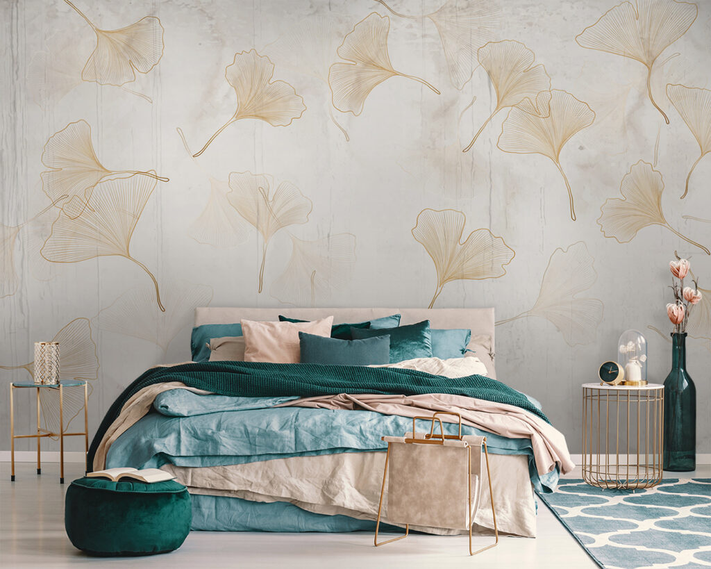 Delicate ginkgo leaves on a serene backdrop Delicate ginkgo leaves on a serene backdrop
