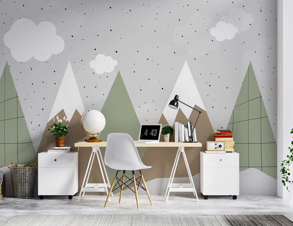 Drawing of mountains and trees