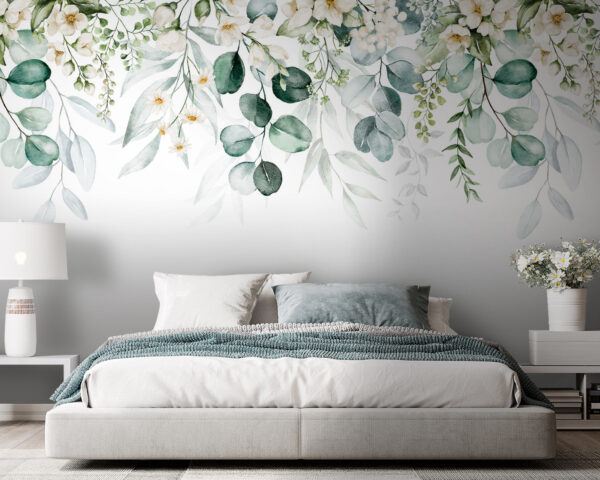 Watercolor painting of flowers and leaves Watercolor painting of flowers and leaves