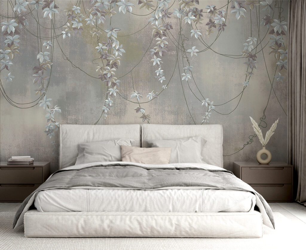 Wallpaper with white flowers