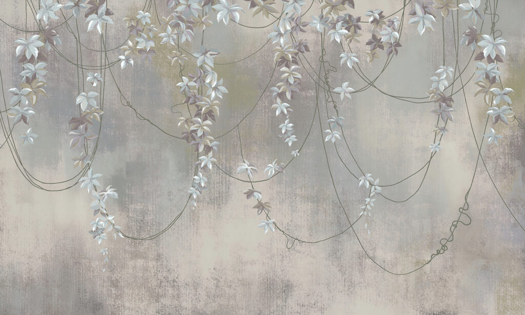 Wallpaper with white flowers