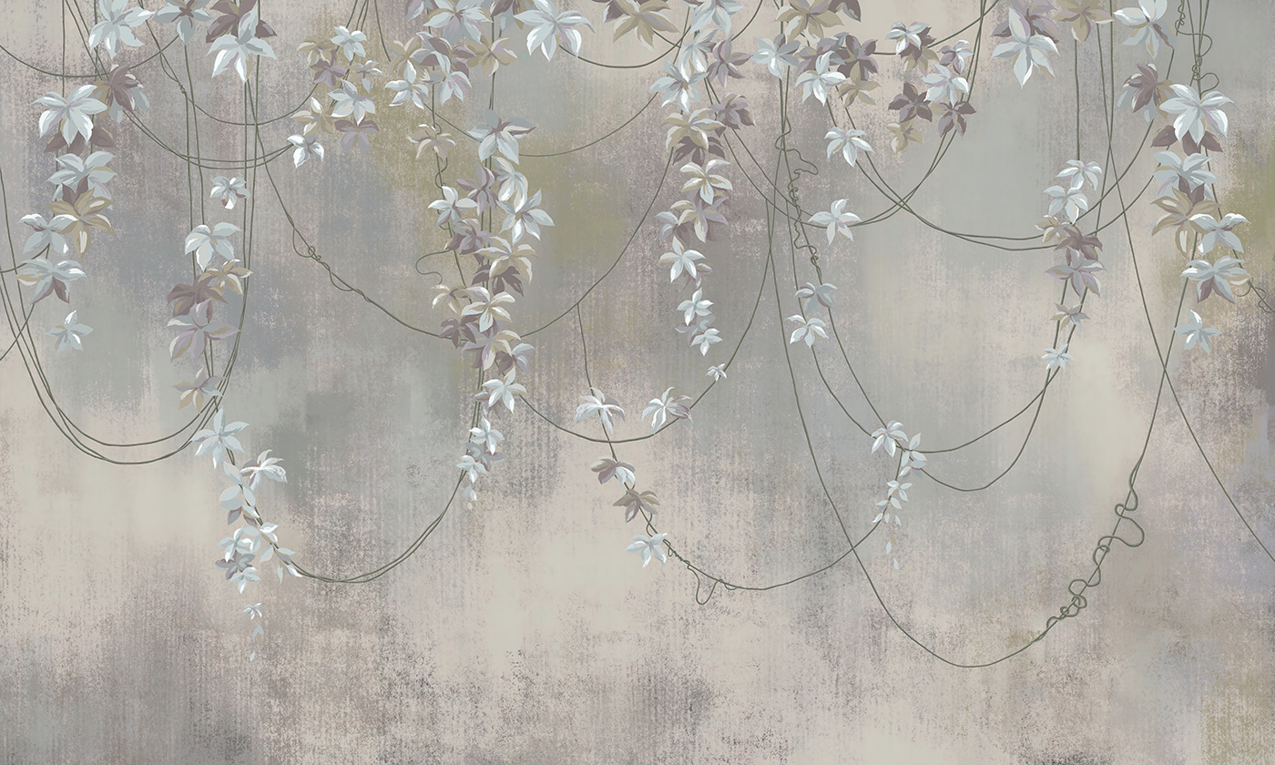 Wallpaper with white flowers