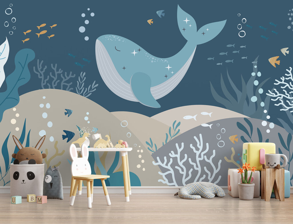 Whale swimming under water Whale swimming under water