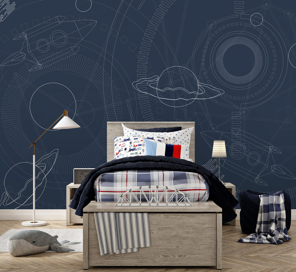 Blue and white background with planets and stars Blue and white background with planets and stars