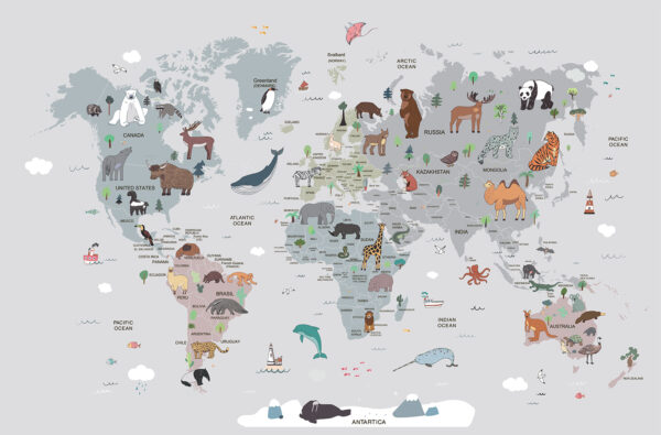 Mapa sveta so zvieratami Mapa sveta so zvieratami