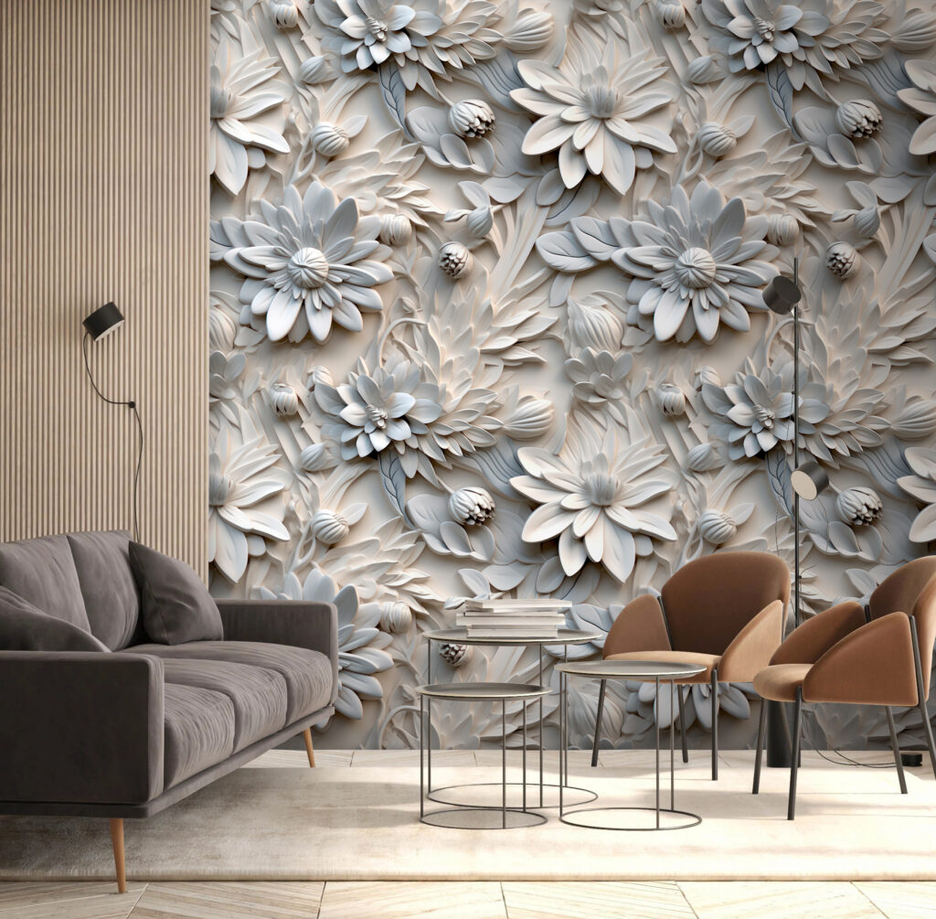 White flower pattern on a wall White flower pattern on a wall