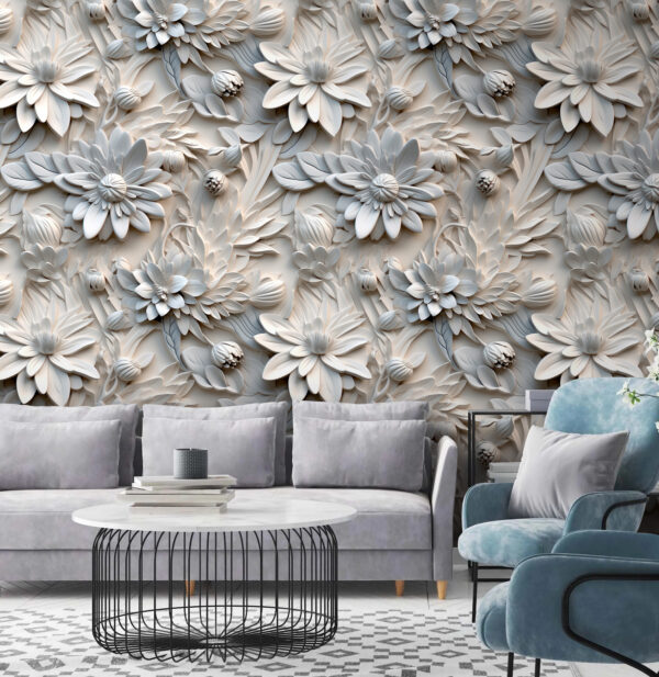 Biely kvetinový vzor na stene Biely kvetinový vzor na stene