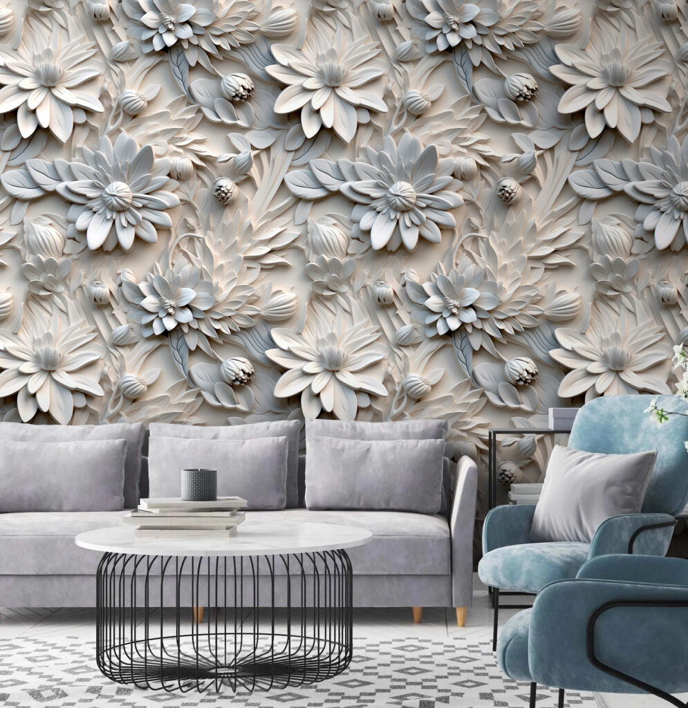 White flower pattern on a wall White flower pattern on a wall