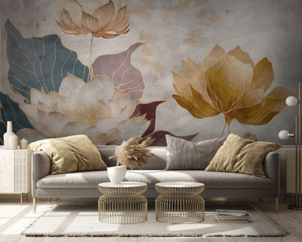 Painting of flowers and leaves