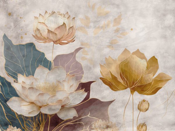 Painting of flowers and leaves