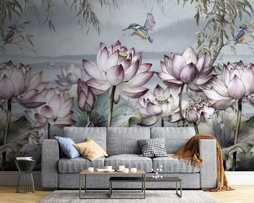 Painting of flowers and a bird