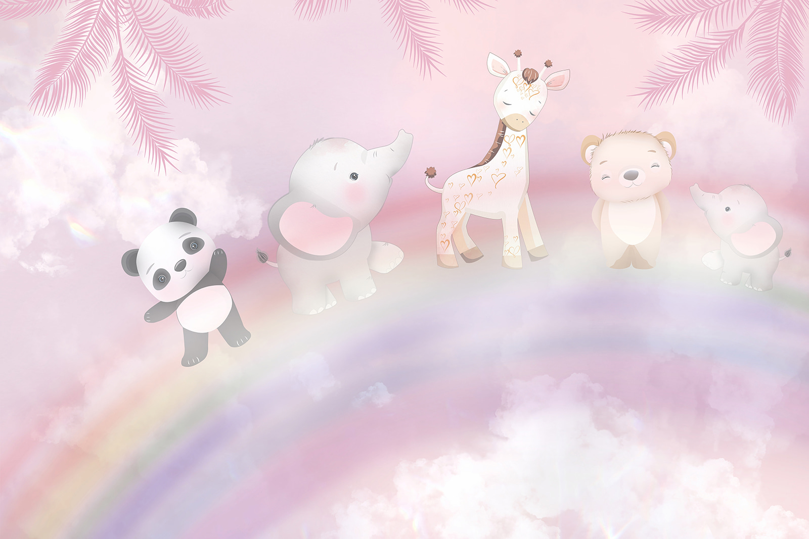 Group of animals on a rainbow Group of animals on a rainbow