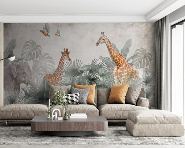 Group of giraffes in a forest