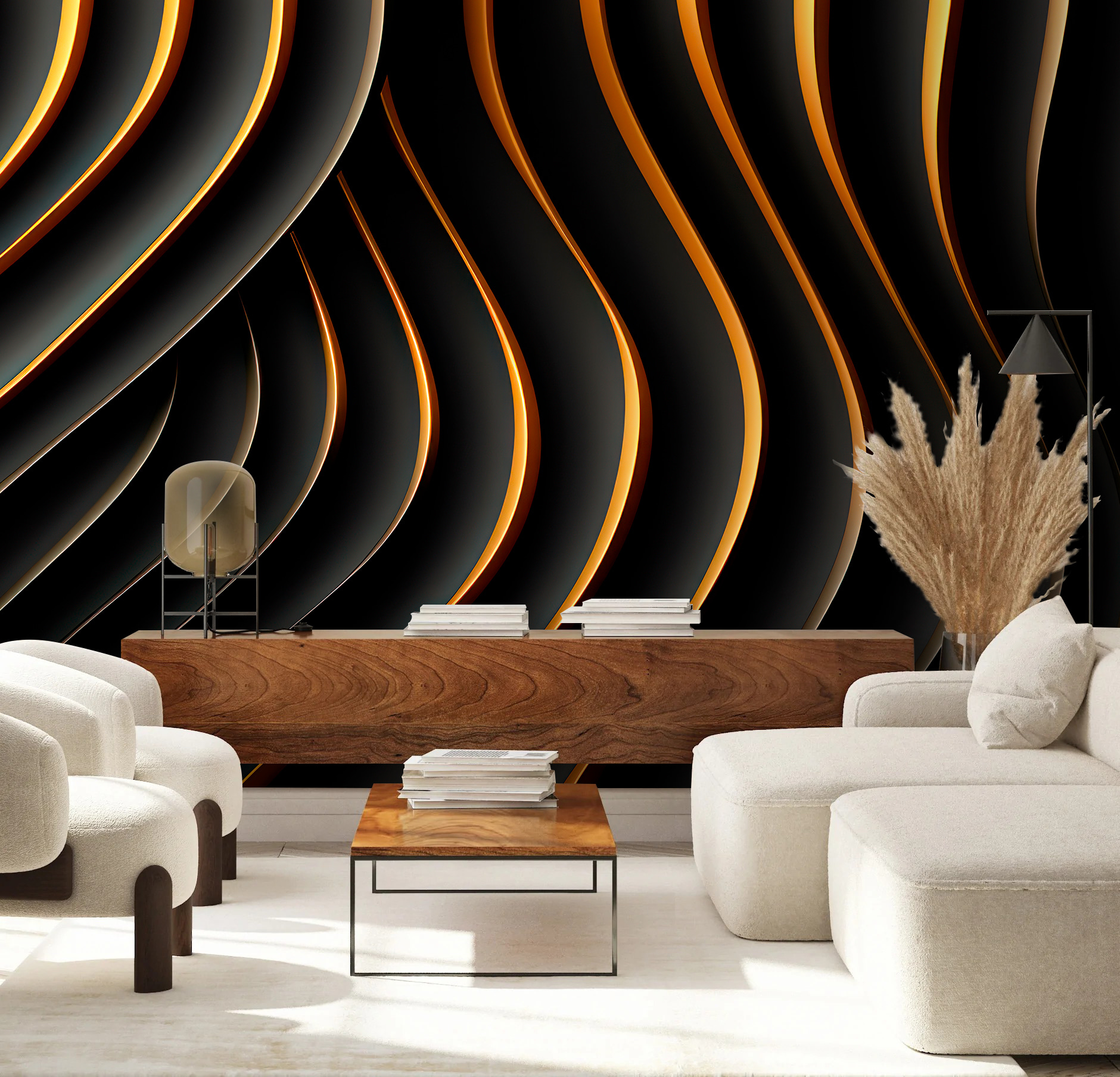 Black and orange wavy lines Black and orange wavy lines