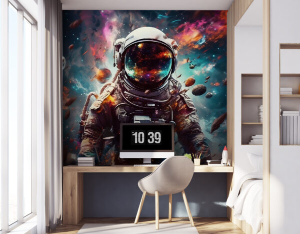 Astronaut vo vesmíre s veľkou prilbou Astronaut vo vesmíre s veľkou prilbou
