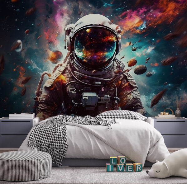 Astronaut vo vesmíre s veľkou prilbou Astronaut vo vesmíre s veľkou prilbou