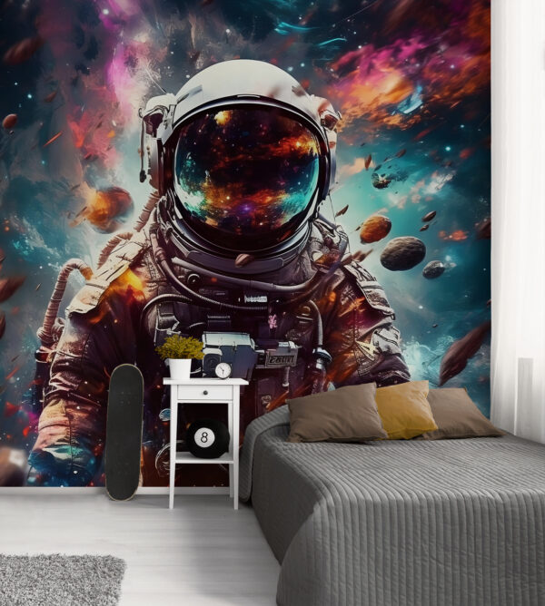 Astronaut vo vesmíre s veľkou prilbou Astronaut vo vesmíre s veľkou prilbou