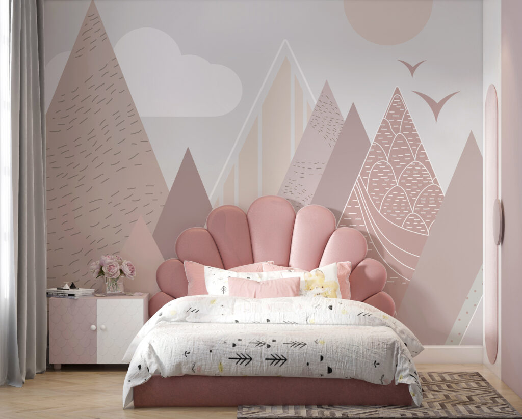 Landscape of mountains and birds Landscape of mountains and birds