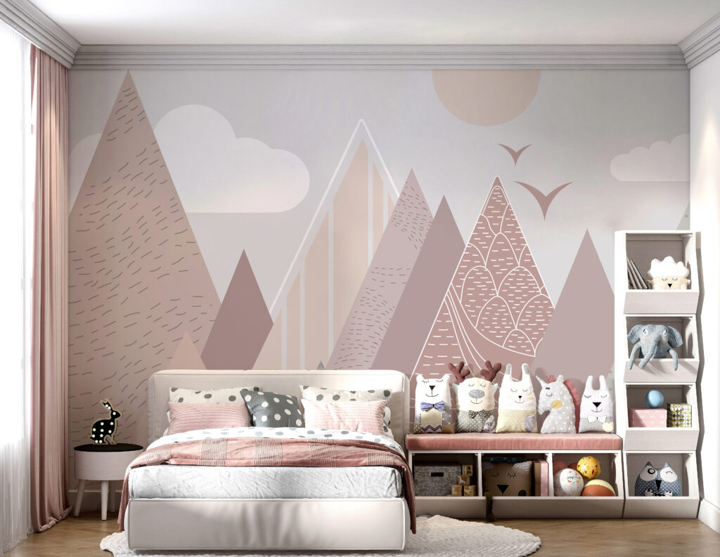 Landscape of mountains and birds Landscape of mountains and birds