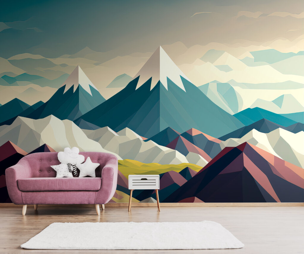 Mountain range with snow capped peaks