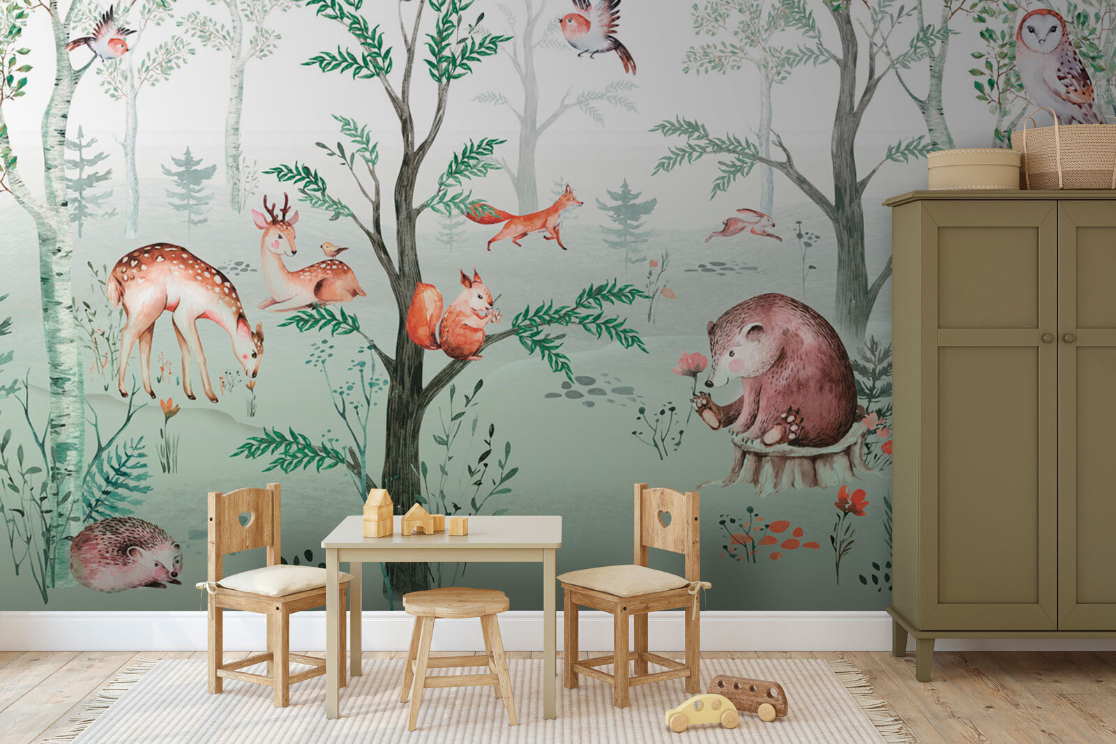 Painting of animals in a forest Painting of animals in a forest