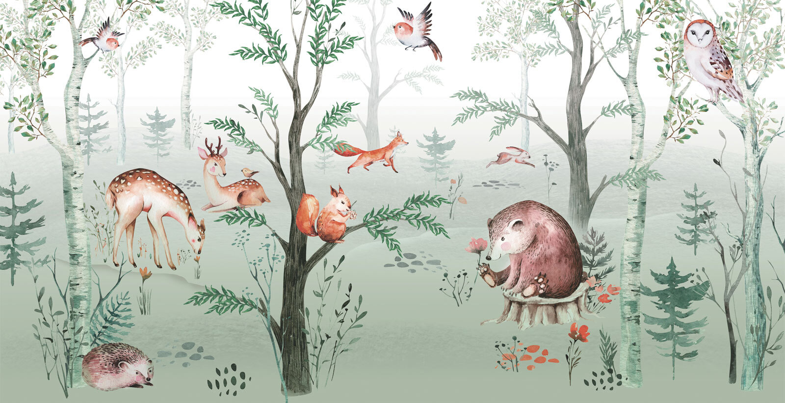 Painting of animals in a forest Painting of animals in a forest