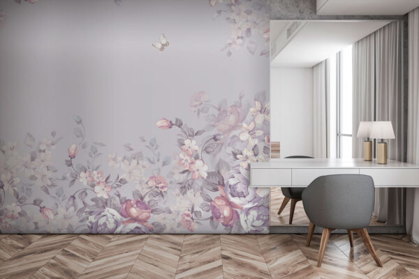 Kvetinový vzor s motýľmi Fototapety Kvetinový vzor s motýľmi