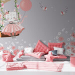 Fototapety Karikatúra mačky na hojdačke