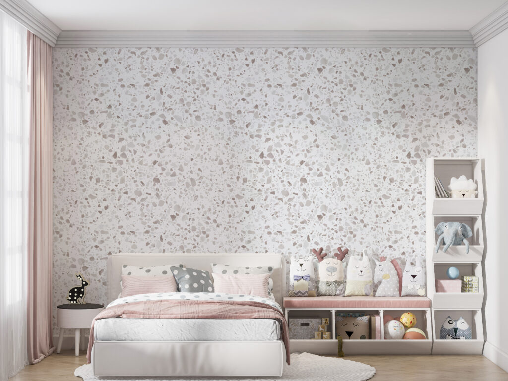 White and gray speckled surface