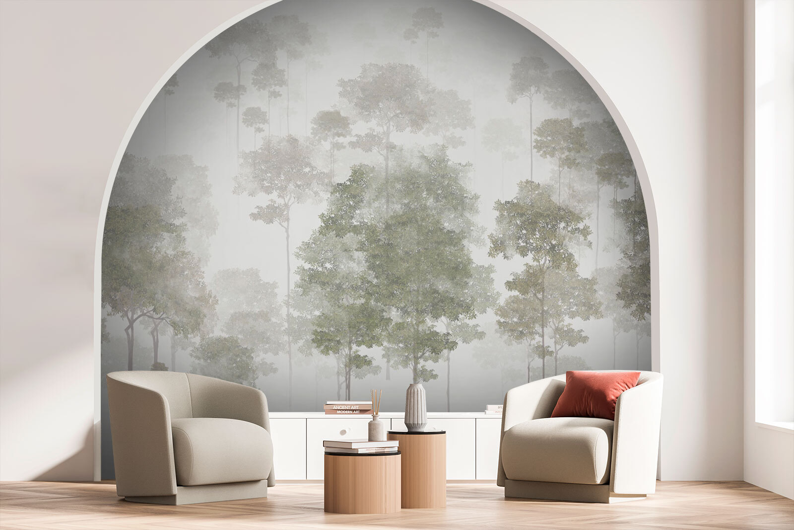 Group of trees in fog Group of trees in fog