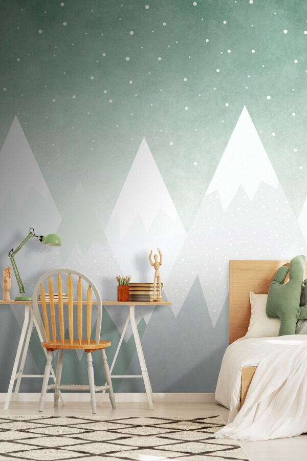 Mountain range with snow falling Mountain range with snow falling