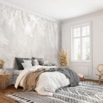 Fototapety Biele listy na sivom povrchu