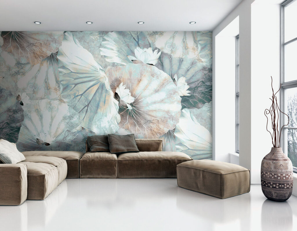 Elegant lilies on soft water leaves