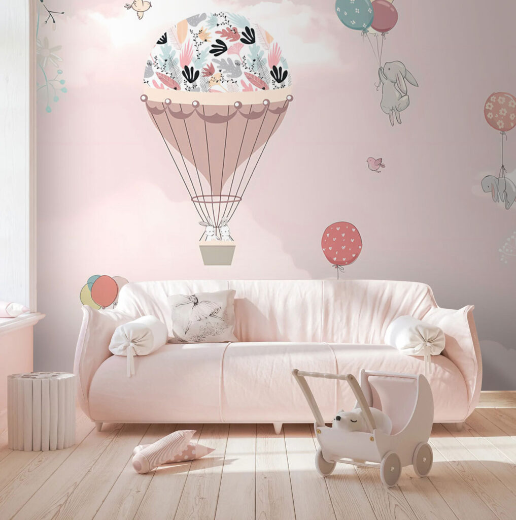 Hot air balloon with birds and animals Hot air balloon with birds and animals