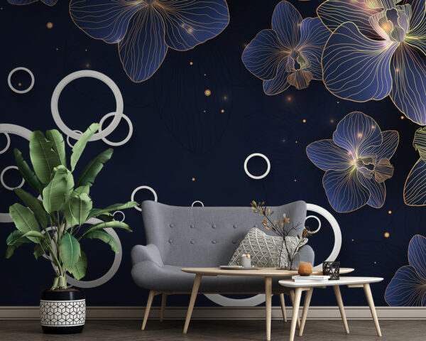 Kvetinové vzory na tmavom pozadí Fototapety Kvetinové vzory na tmavom pozadí