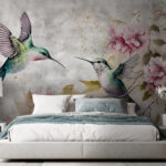 Fototapety Maľba vtákov a kvetov