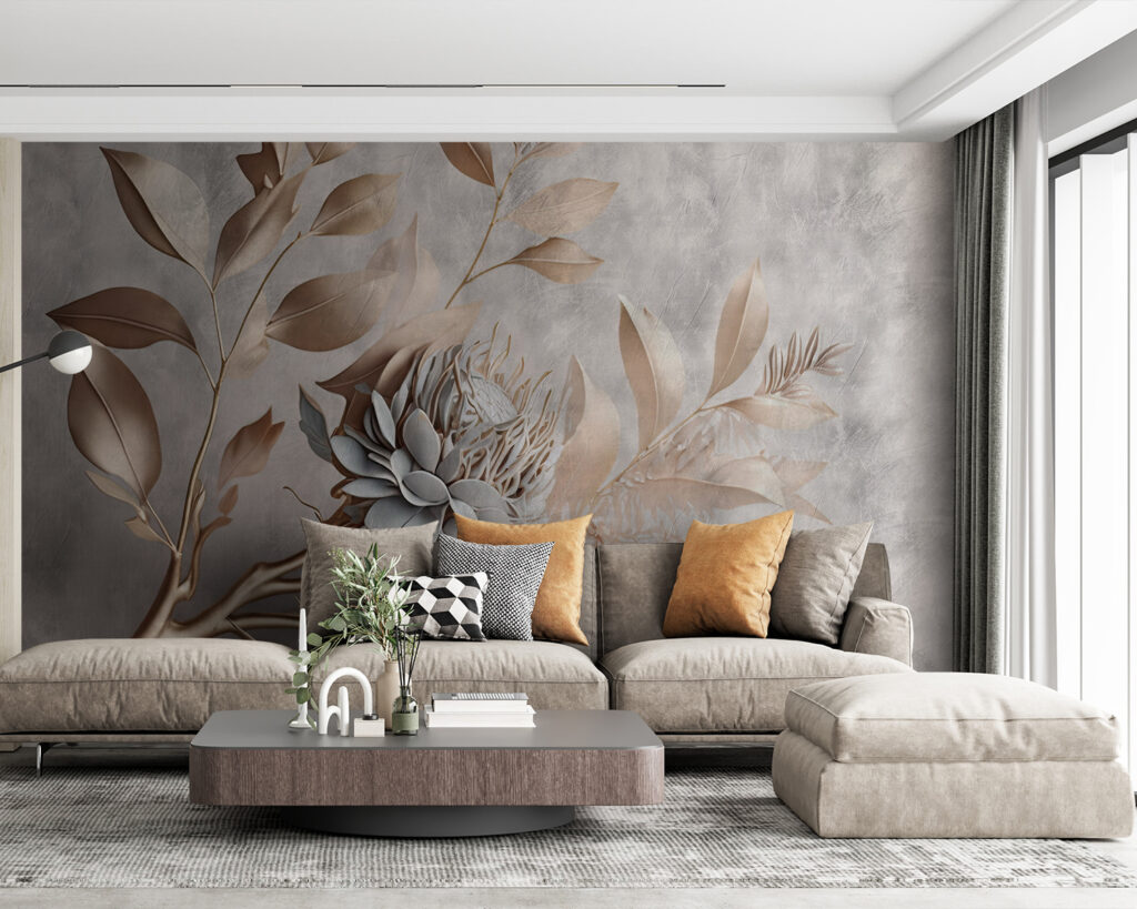 Elegant paper flowers and delicate leaves