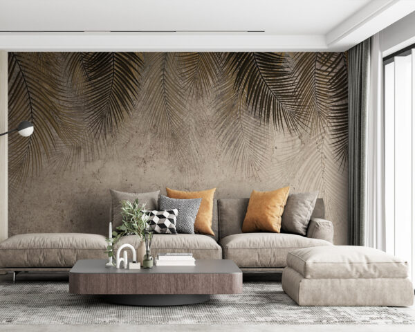 Palmové listy na textúrovanom pozadí Fototapety Palmové listy na textúrovanom pozadí